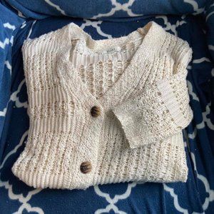 Mudd Loose Knit Cardigan Cream L Button Front